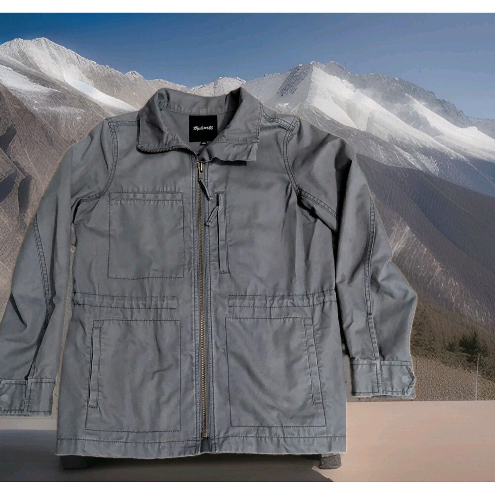 MADEWELL UTILITY JACKET GRAY CINCHED WAIST WOMEN'S SIZE MEDIUM POCKETS EUC